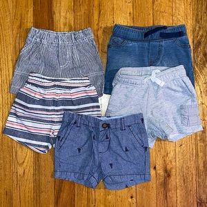 5 pairs of Carters Boy Shorts Size: 6 Months